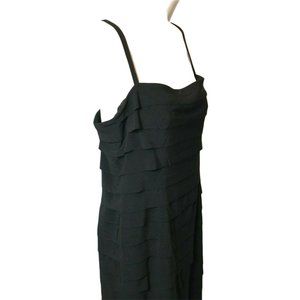 Little Black Evening Dress Evan Picone Tier Straps Mid Thigh Length Size 8 u